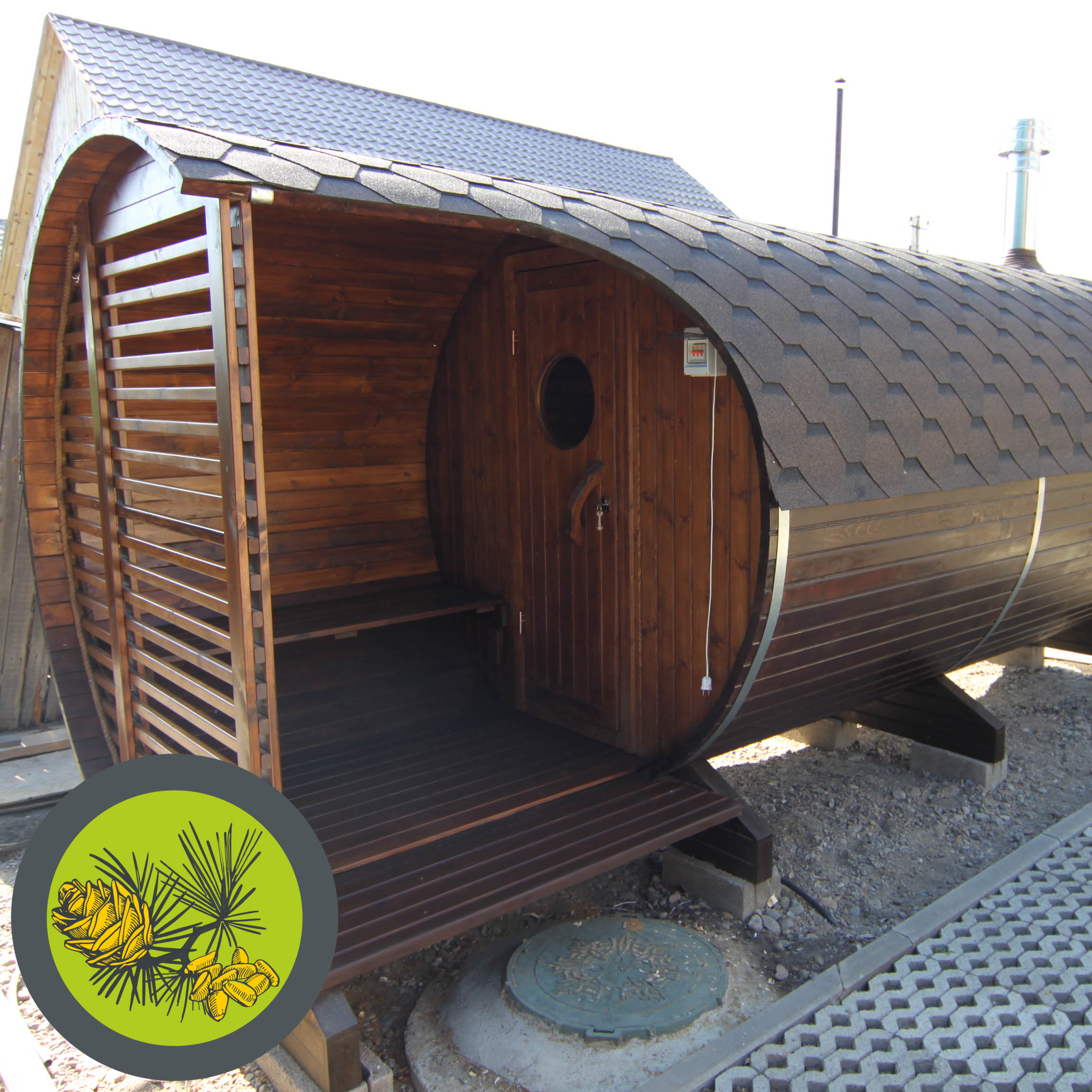 Баня БОЧКА СРЕДНЯЯ с верандой 1,5м